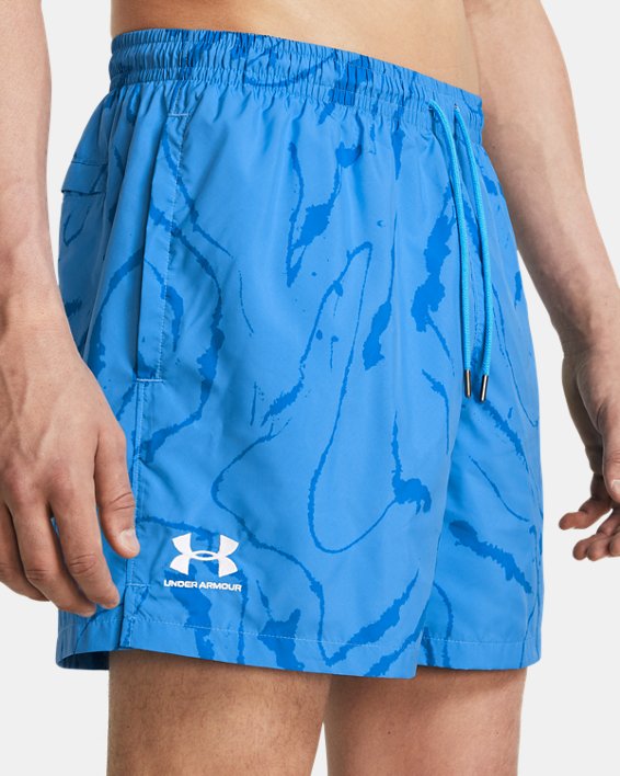 กางเกงขาสั้นพิมพ์ลาย UA Woven Volley สำหรับผู้ชาย in Blue image number 3